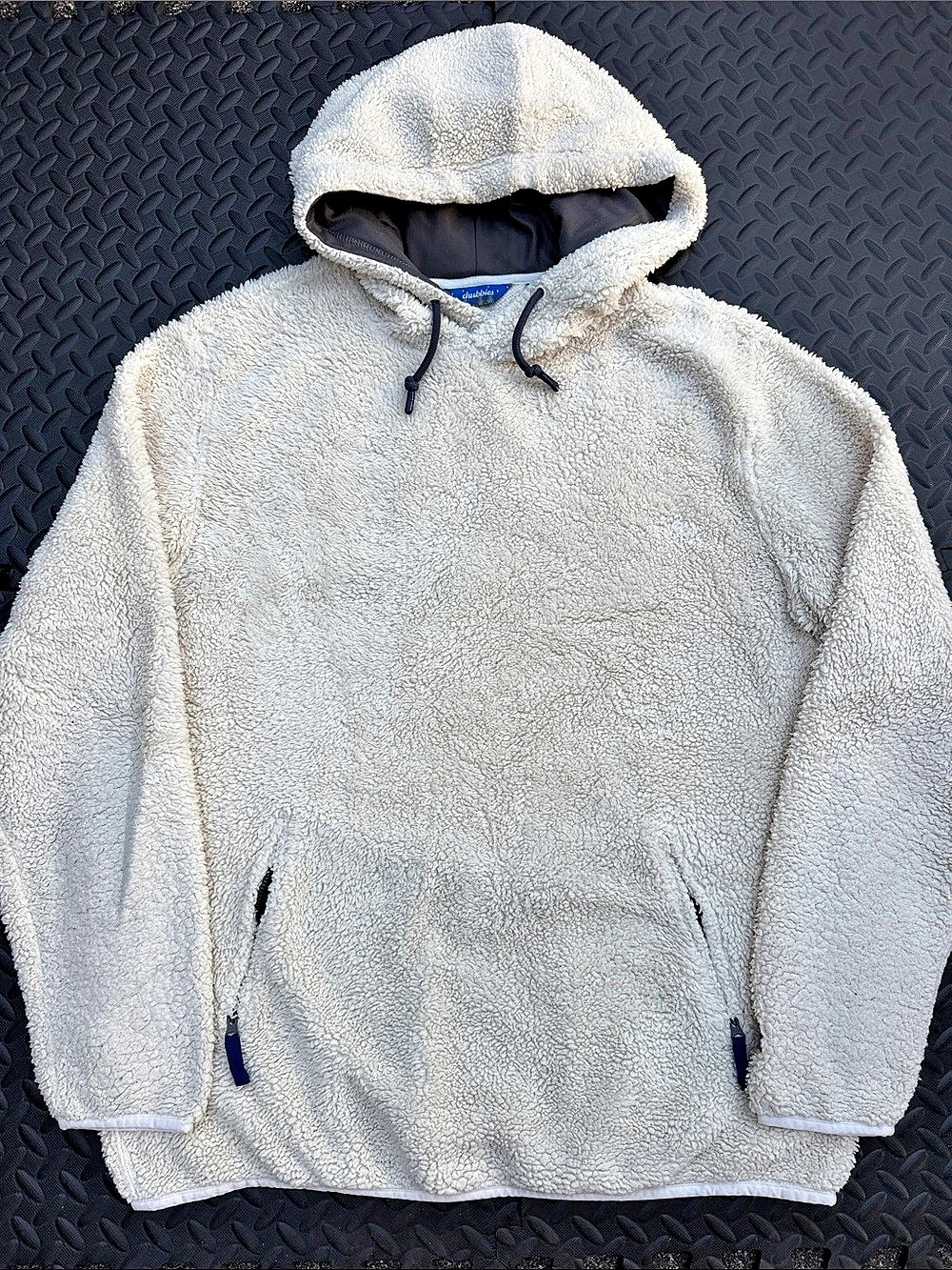 chubbies Men’s Cream Hooded Fleece Pullover size 2 XL